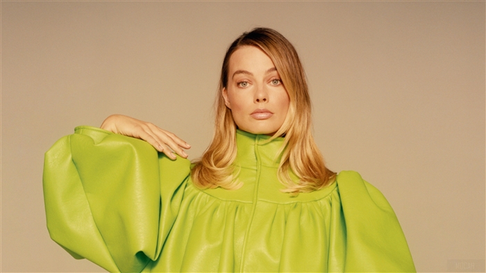 Margot Robbie in a lime green outfit
