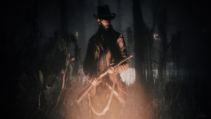 Man with rifle in Red Dead Redemption 2 4K