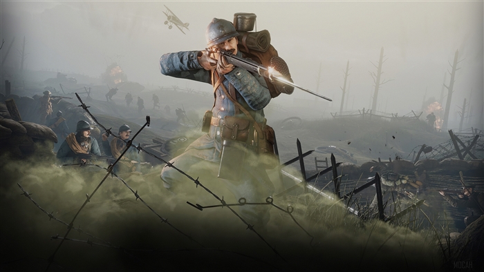 Soldiers in a trench during World War I, Verdun 4K