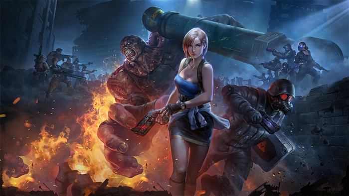 Jill Valentine and Nemesis from Teppen Game 4K