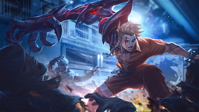 Prisoner with demonic weapon fighting zombies in Arena of Valor 4K