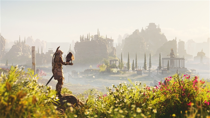 Assassin from Assassin's Creed Odyssey with eagle 4K