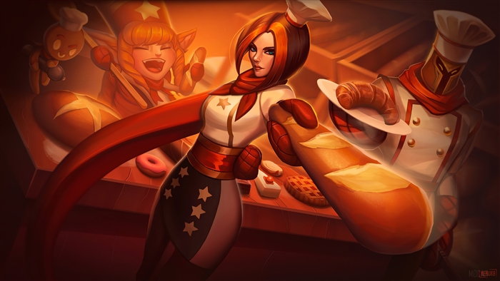 Fiora from League of Legends in a baker outfit