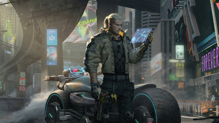 Geralt from The Witcher in Cyberpunk 2077 4K