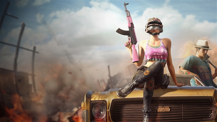 Pubg Girl With Pink Gun 4K