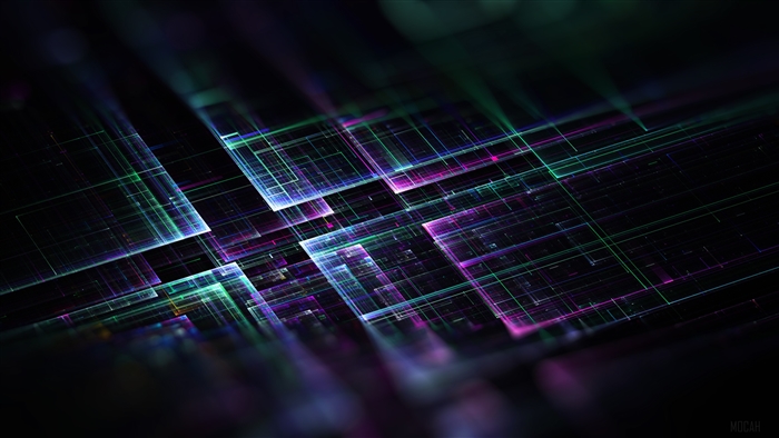 Abstract geometric grid with neon lights 4K