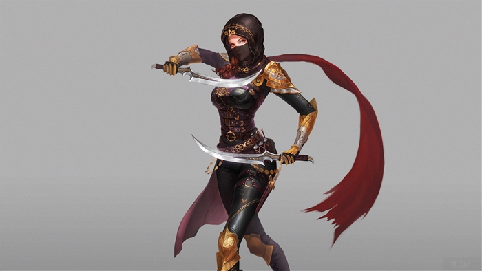 Assassin with two curved swords