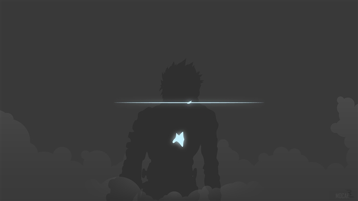 Silhouette of a character with a glowing chest emblem