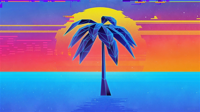 Retro Synthwave Palm Tree 4K
