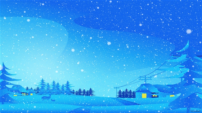Winter scene with snow and houses 4K