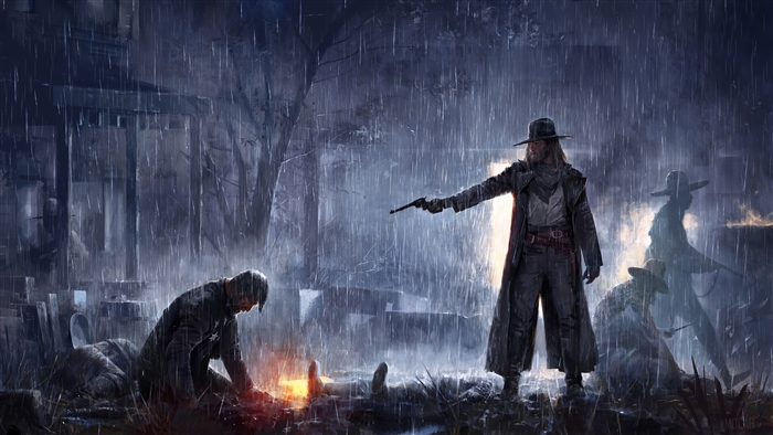 Wild West duel in the rain