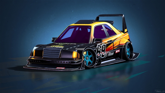 Cartoon Mercedes Benz E190 Evolution II 1990 4K