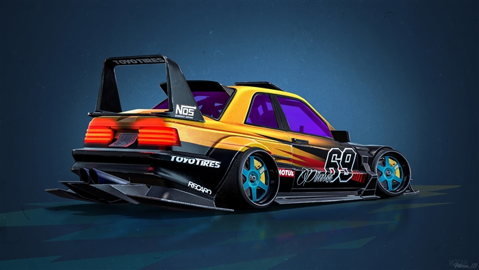 Cartoon Mercedes Benz E190 Evolution II 1990 4K