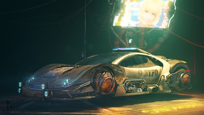 Cyberpunk NYPD Police Car 4K
