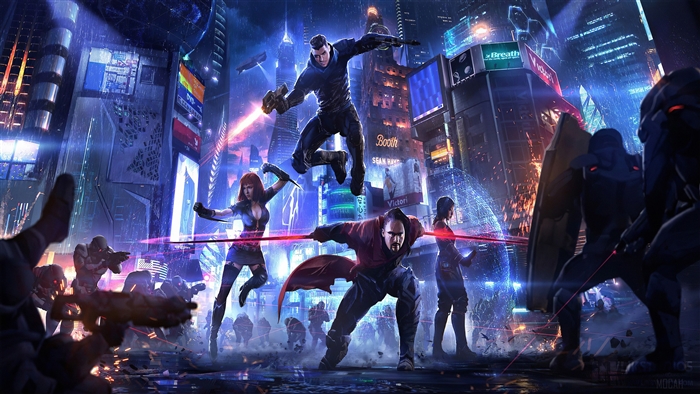 Cyberpunk Heroes in a Futuristic City 4K