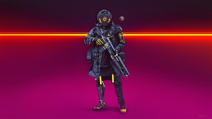Cyberpunk Soldier with Rifle 4K