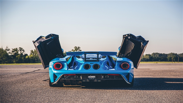 Blue Ford GT 2019 with Doors Open 4K