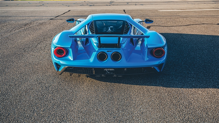 Blue Ford GT car rear view