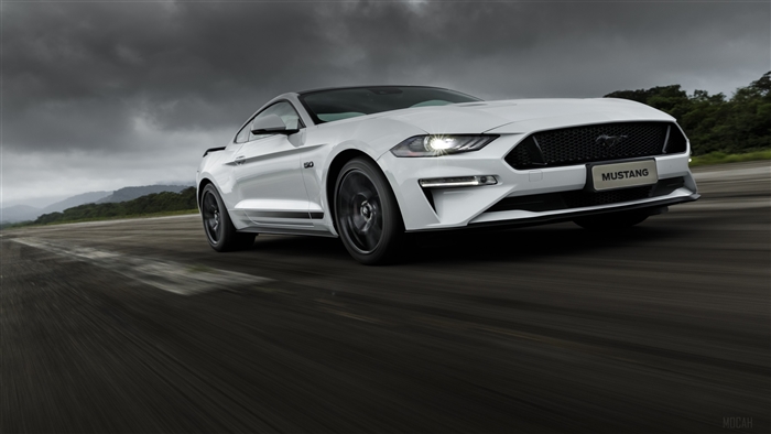 White Ford Mustang GT Black Shadow 4K