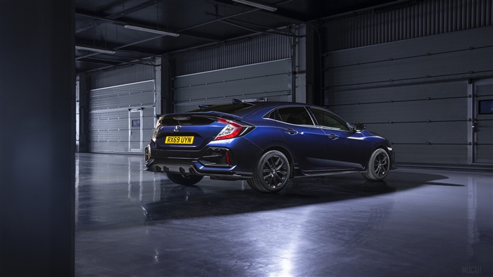Blue Honda Civic Hatchback Sport Line 4k