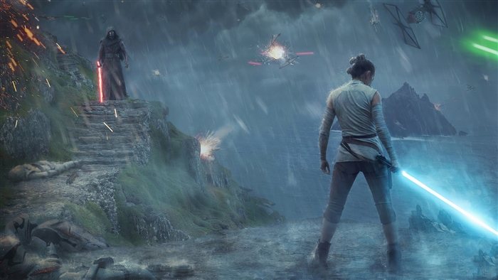 Rey and Kylo Ren from Star Wars 4K