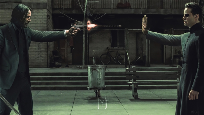 John Wick and Neo from The Matrix 4K