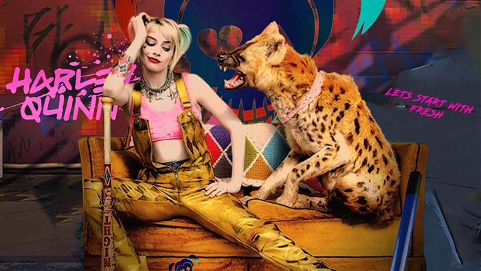 Harley Quinn with a hyena from Birds of Prey 4K