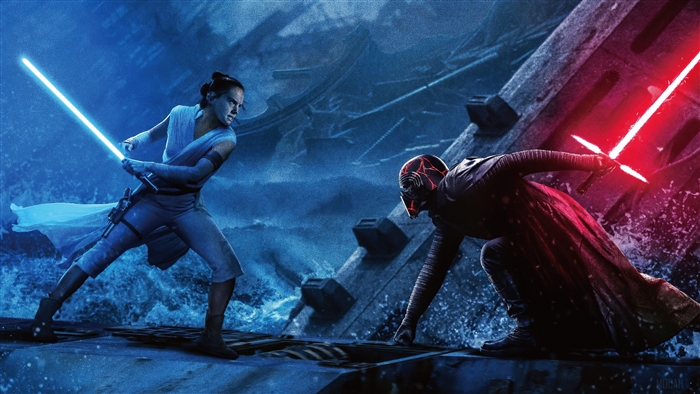 Rey and Kylo Ren from Star Wars The Rise Of Skywalker 4K