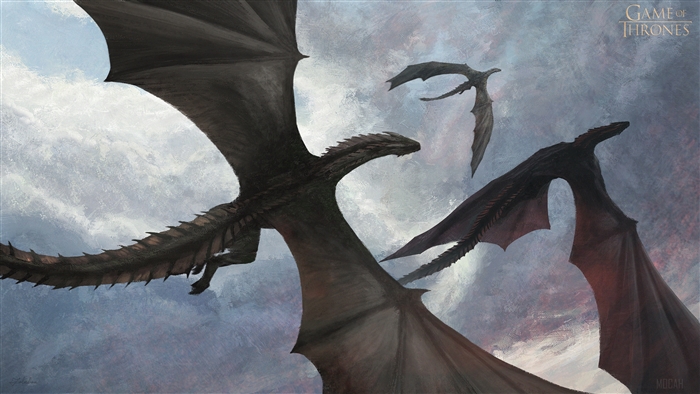 Three dragons flying in the sky, Game of Thrones 4K