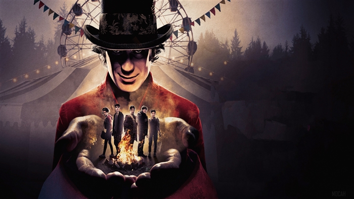 Circus Master with Group of People in Hands