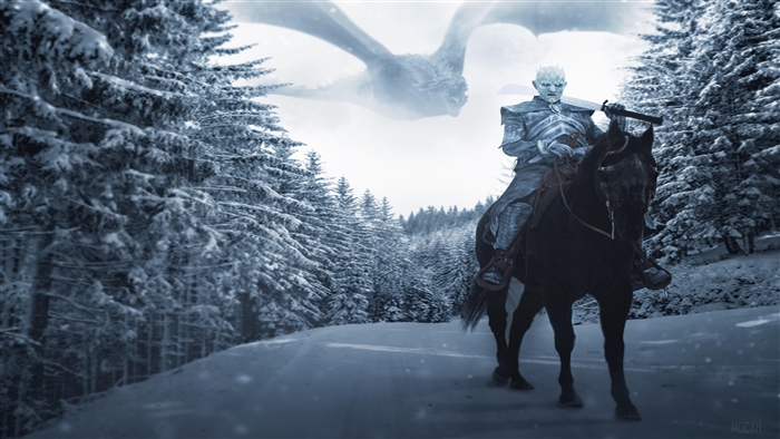 Night King on Horse with Dragon in Snow 4K