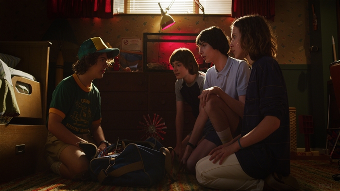 Dustin, Mike, and Eleven from Stranger Things