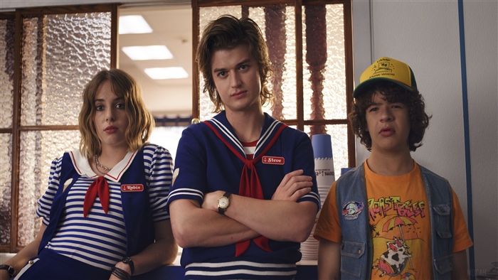 Robin, Steve, and Dustin from Stranger Things