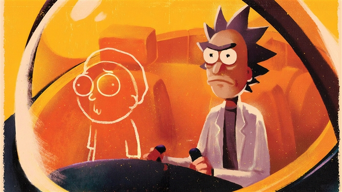 Rick and Morty in a spaceship cockpit