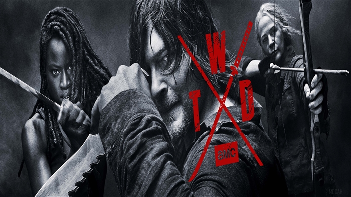 The Walking Dead characters with red X overlay