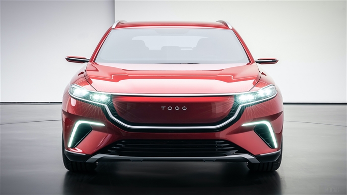 Red Togg Electric Car 4K