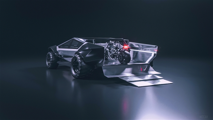 Tesla Cybertruck with Rear Bike Stand 4K