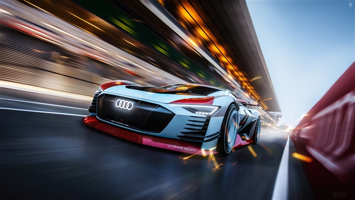 Audi E Tron Race Car on Track 4K