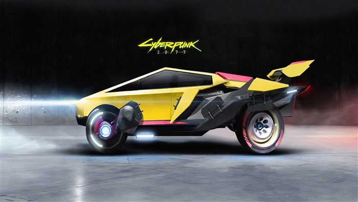 Cyberpunk 2077 Cybertruck Art 4K