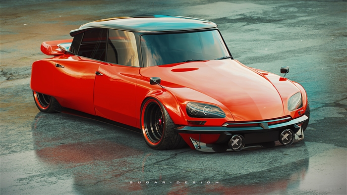 Red Citroen DS Concept Car 4K