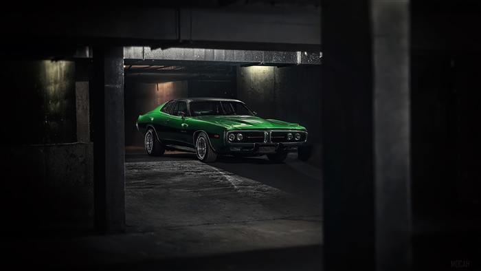 Green Dodge Charger Muscle Car 4K