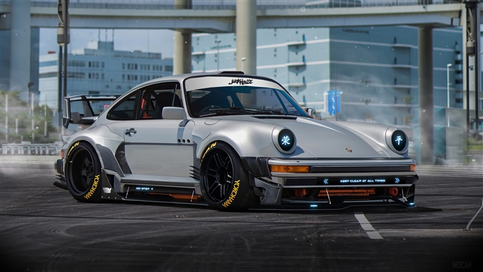 Silver Porsche 930 Turbo Widebody 4K