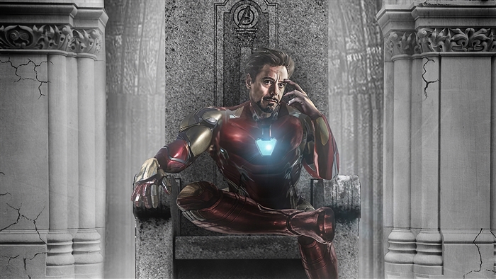Iron Man from Avengers sitting on a throne 4K
