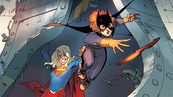 Supergirl and Batgirl in comic artwork 4K
