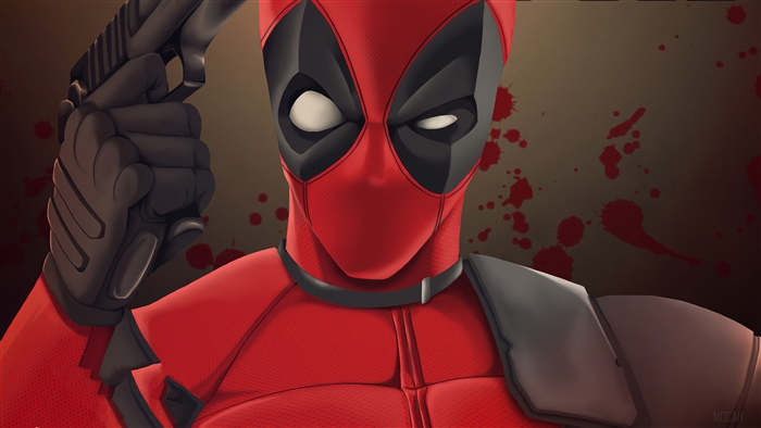 Deadpool holding a gun 4K