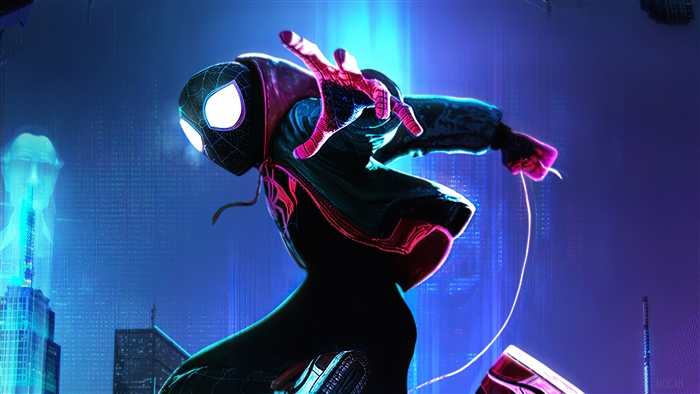 Spider-Verse Dynamic Action in Vibrant Neon Colors 4K