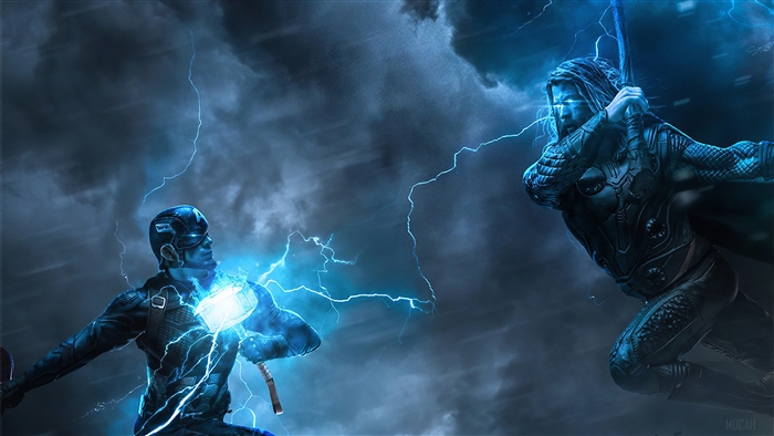 Thor vs. Captain America Art 4K
