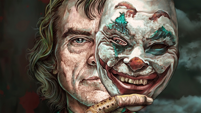 Joker holding a clown mask 4K