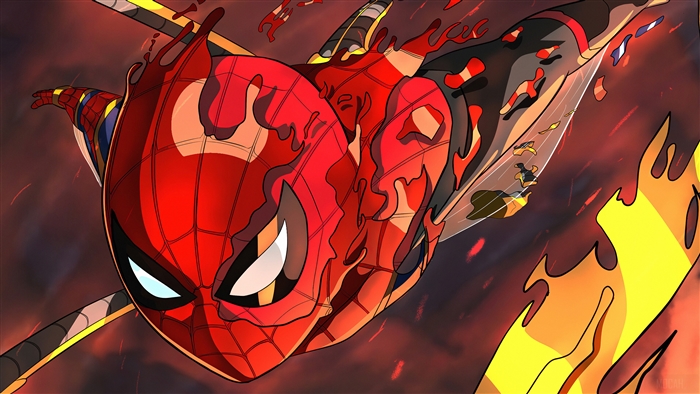 Spider-Man burning in flames 4K