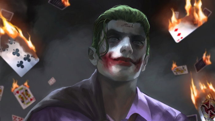 Joker with burning cards 4K